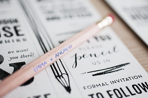 gold foil pencil us in save the date