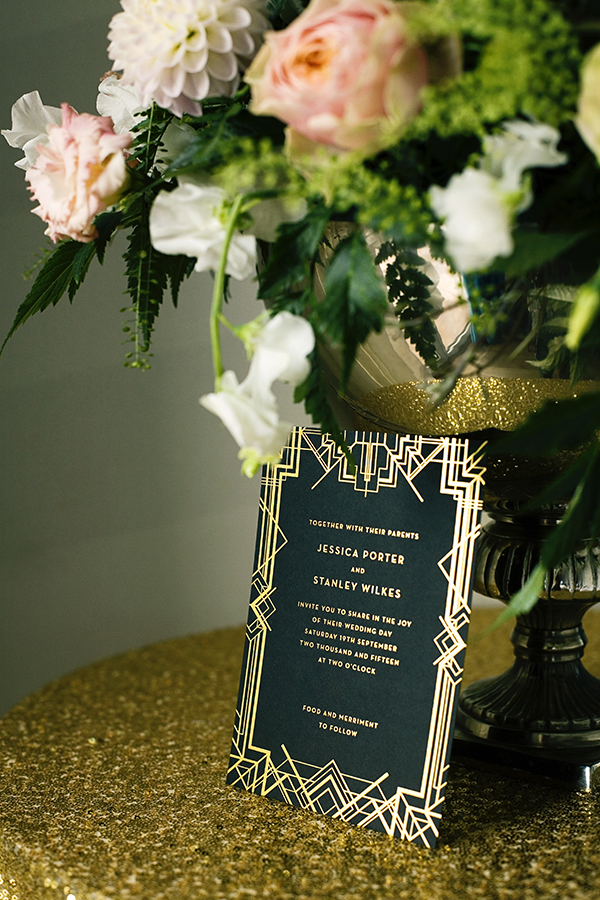 Art Deco Gold Foil Wedding Invitations