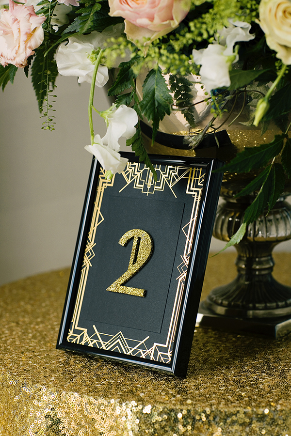 Gold and Black Wedding Table Number