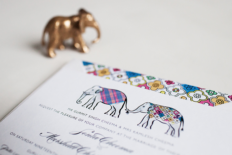 elephant wedding invite design