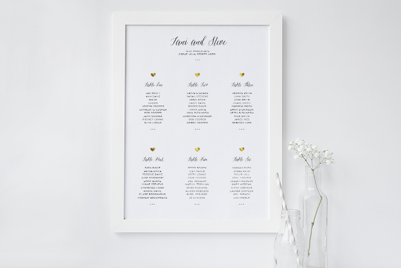 gold heart table plan