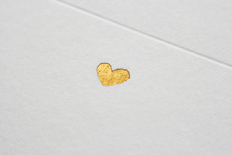 gold heart foil printing