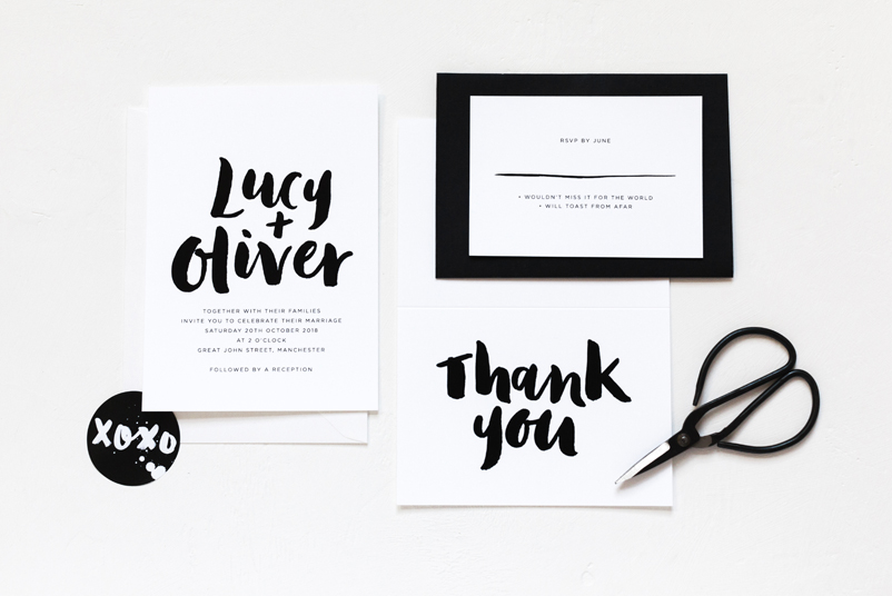 Brush lettering wedding invitations