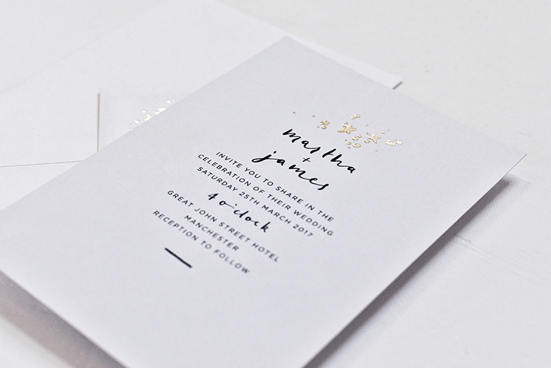 vintage, typographic wedding invitations